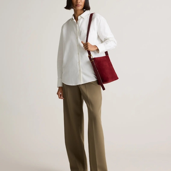 Quince Burgundy Suede Shoulder/crossbody Bag - Picture 12 of 13